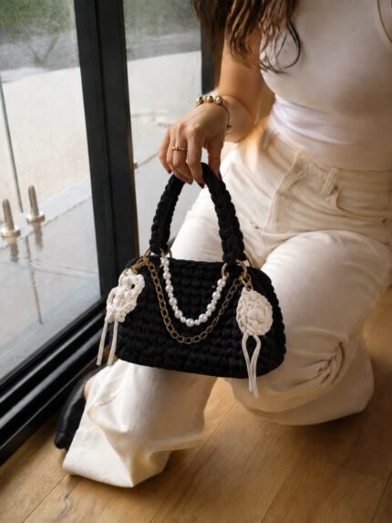 Black Crochet Clutch Bag