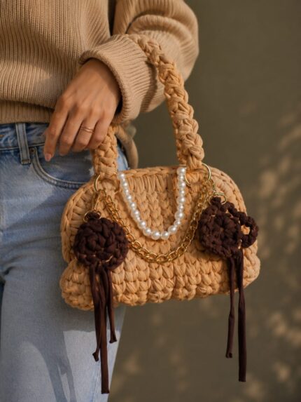 Chocolate Brown Handmade Crochet Clutch Bag
