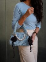 Light Blue Crochet Clutch Bag