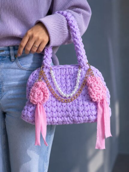 Light Purple Crochet Clutch Bag