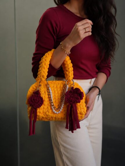 Bright Orange Crochet Clutch Bag