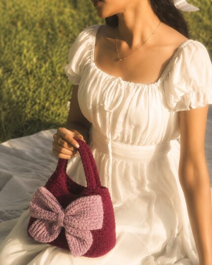 Magenta Pink Bow Belle Crochet Bag