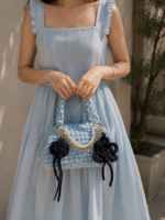 Light Blue Crochet Clutch Bag - Image 2