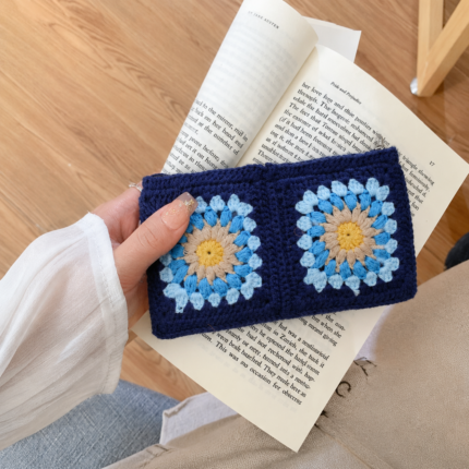 Midnight Bloom Crochet Pouch