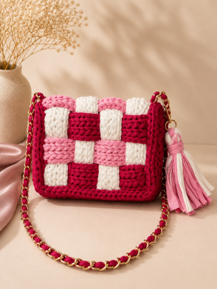 Small Tessie Pink color Combination handbag