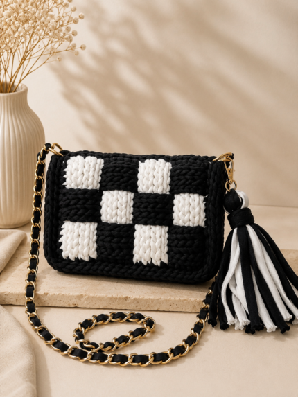 Small Tessie black and white handbag
