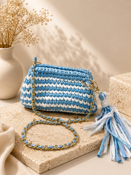 Light Blue Metallic Clutch Bag