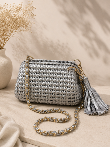 Silver Metallic Clutch Bag