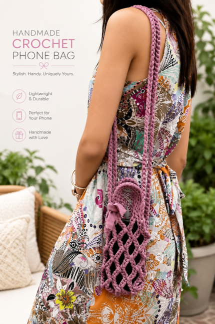 Purple Crochet Phone Bag