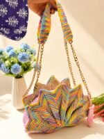 Pastel Lotus Crochet Handbag - Image 3