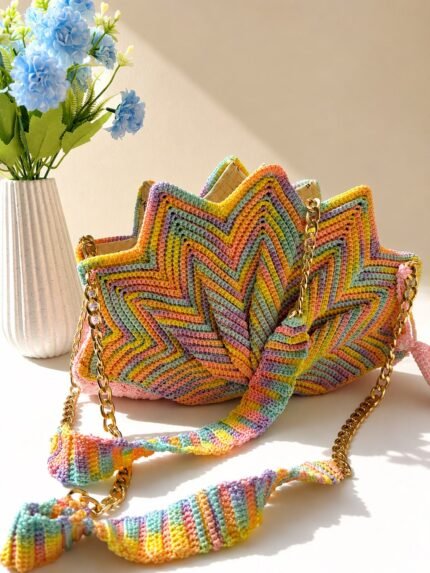 Pastel Lotus Crochet Handbag