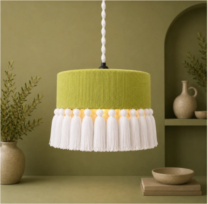 Matcha Green Aaranya Macrame Pendant Chandelier