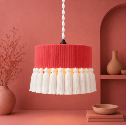 Tomato Red Aaranya Macrame Pendant Chandelier