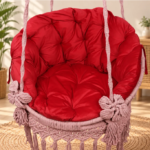 Baby Pink Macrame Hanging Swing Chair - Image 3