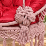 Baby Pink Macrame Hanging Swing Chair - Image 4