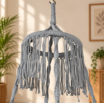 Metal Gray Macrame Hanging Swing Chair - Image 3