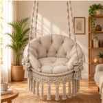 Off - White Macrame Hanging Swing Chair - Image 4