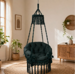 Dark Green Macrame Hanging Swing Chair