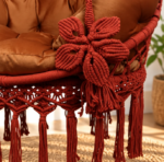 Red Macrame Hanging Swing Chair - Image 2