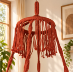 Red Macrame Hanging Swing Chair - Image 4