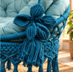 Sky Blue Macrame Hanging Swing Chair - Image 3