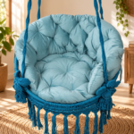 Sky Blue Macrame Hanging Swing Chair - Image 2
