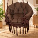 Brown Macrame Hanging Swing Chair - Image 2