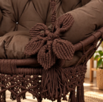 Brown Macrame Hanging Swing Chair - Image 3